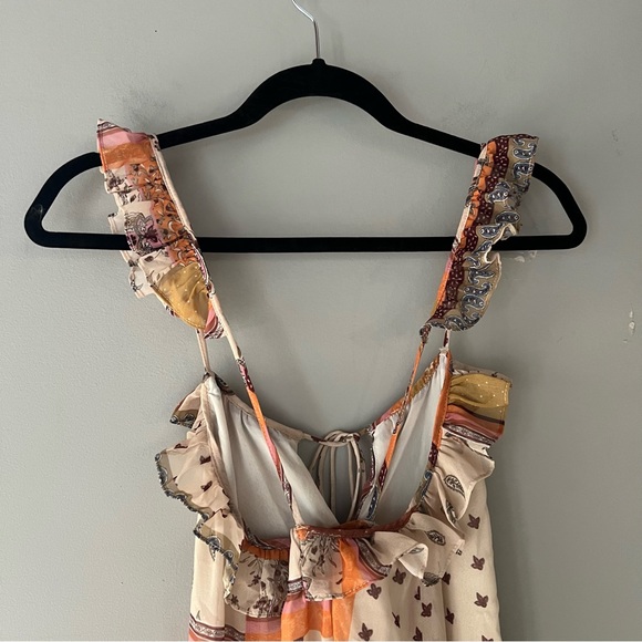 Zara Cream and Orange Tiered Maxi Sundress - Picture 12 of 15